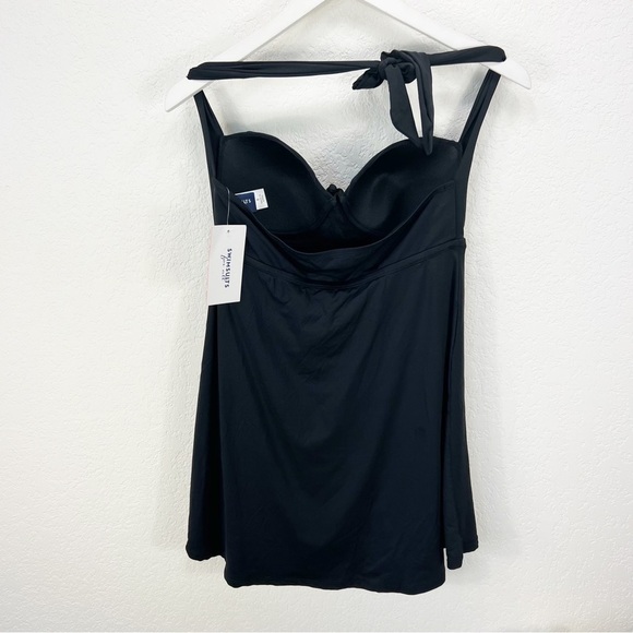 Swimsuits for All Black One Piece Swim Dress Halter Size 8 NWT - Picture 7 of 7